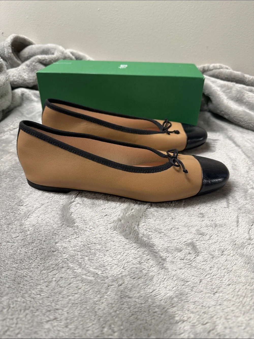 J. Crew Camel Leather Zoe Ballet with Toe Cap 8.5
